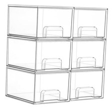 Vtopmart 6 Pack Small Clear Stackable Storage Drawers,Acrylic 6pack-Clear