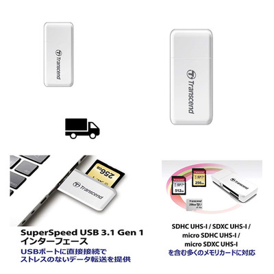 Transcend RDF5 USB 3.1 Gen 1 Speicherkartenleser SD microSD Weiß