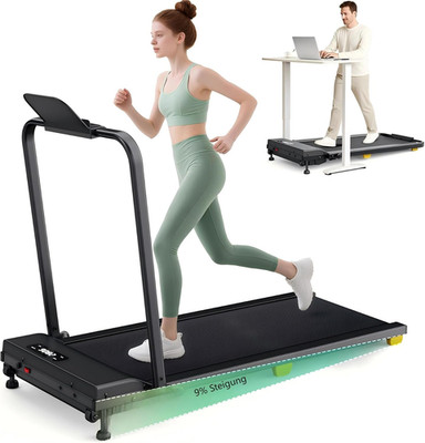 UREVO Walking Pad Mit 9% Steigung, Leises Laufband Schreibtisch Mit Sechs-Punkt-
