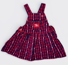 Vintage Baby B  gosh Oshkosh B  gosh Gingham Heart Print Overalls Dress 18 Months