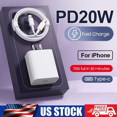 20W USB-C Fast Charger PD Adapter Cable For iPhone 14 13 12/11 XR X Pro iPad SE