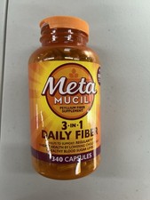 Metamucil 3-in-1 Fiber Capsules, Daily Psyllium 340 Count Pack of 1 , Orange