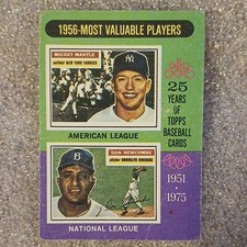 Topps 1975 #194 Most Valuable Players Mantle Newcombe Yankees Dodgers