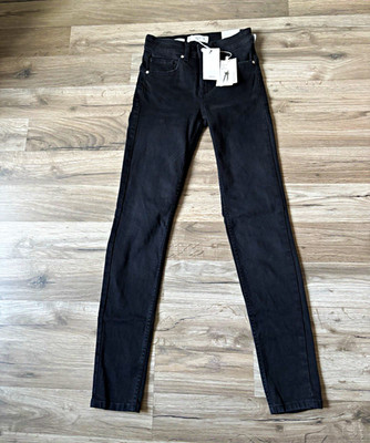 MNG Damen Jeans Skinny Slim Fit Low Waist Schwarz Gr 32 L71 Stretch Pushup