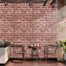 Image of 1-6Rolls Realistic 3D Rustic Brick Effect Slat Stone Red/Grey Textured Wallpaper