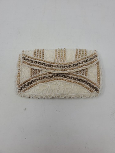 Vintage Beaded Clutch/Hand Bag Beige Hand Strap 5RSL012 - Picture 1 of 10
