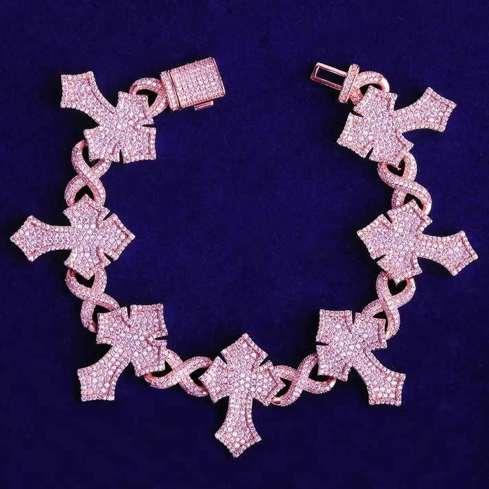 Cross Infinity Link Bracelet for Men 5A Cubic Zirconia | eBay