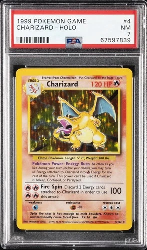 1999 POKEMON BASE SET UNLIMITED #4 CHARIZARD-HOLO PSA 7