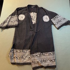VTG Sapto Hoedojo Batik Kimono Robe Mens L XL Haori Happi Jacket Boho