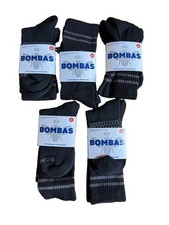 5 Pair Bombas Crew Socks Black Multi Color Honeycomb Arch Cushioned Knit Youth M