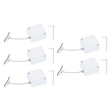 5Set 4.9ft Retractable Remote Square Remote Cable Locks White Plastic Cap 