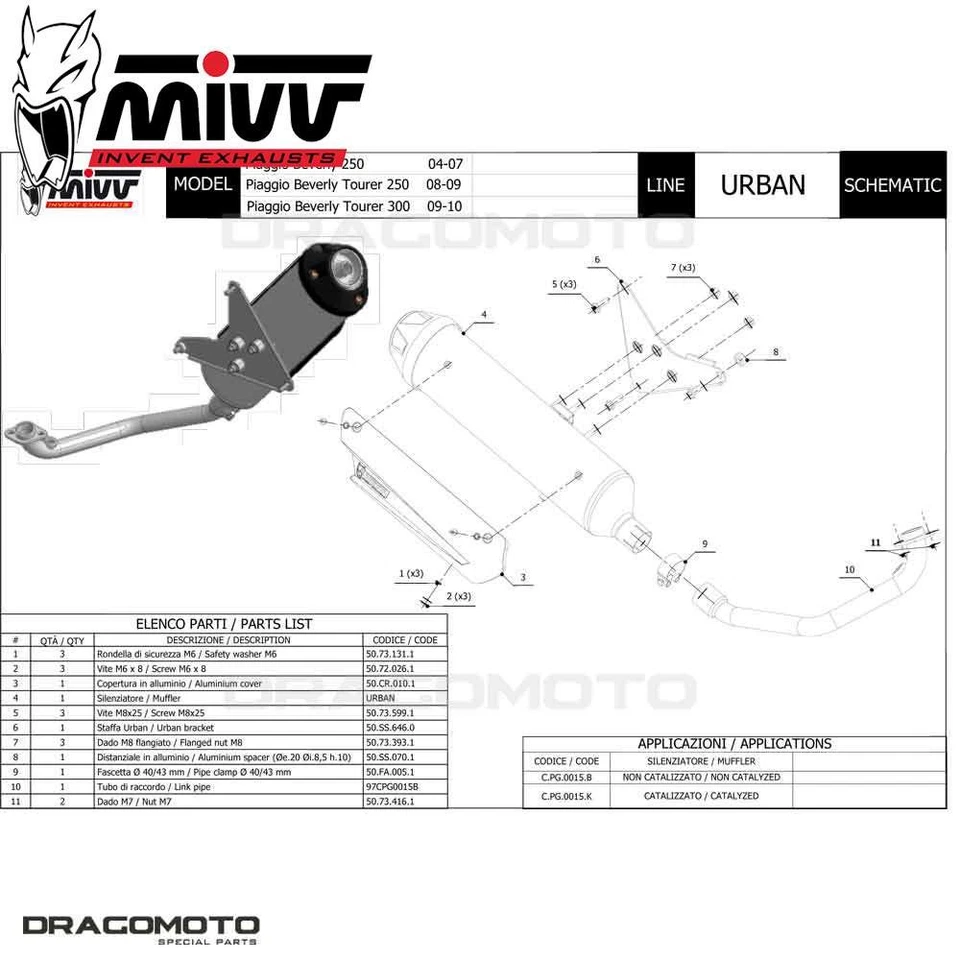 Impianto completo PIAGGIO BEVERLY 250 2004 2005 MIVV Urban + Kat - Immagine 3 di 3