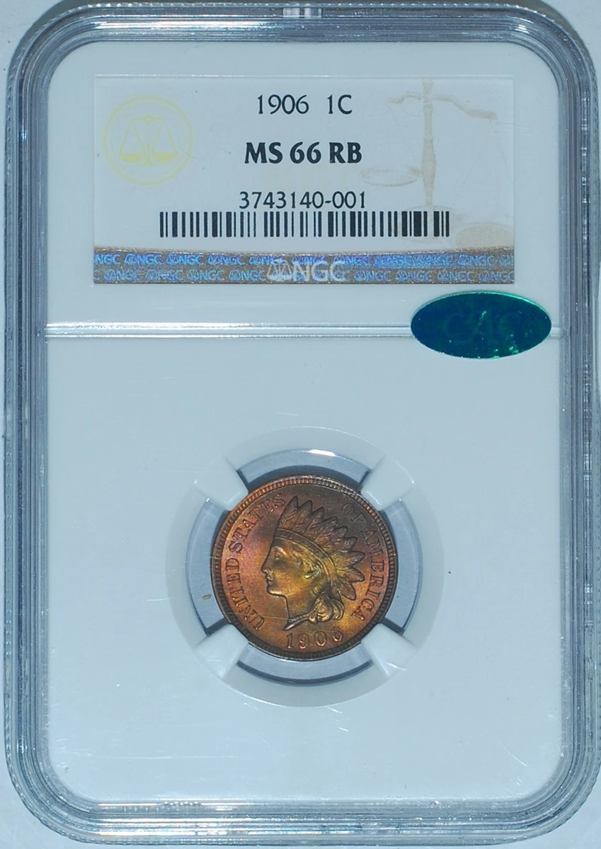 MS 65 Graded 1906 Year Indian Head Small Cents (1859-1909) for