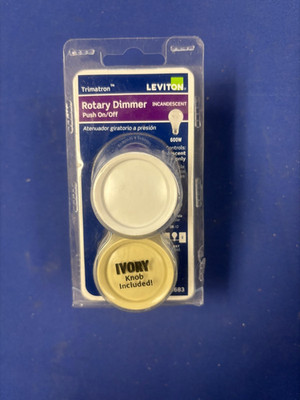Leviton 600W Incandescent Rotary Dimmer Single Pole Ivory/White, R62-6683-IW