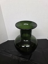 Emerald Green Glass Vase 8" Tall Estate, Gorgeous! No Markings