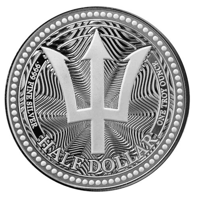 #ad 2025 Trident Silver 1 oz BU Coin Scottsdale Mint Barbados In Capsule *Presale* $129.79
