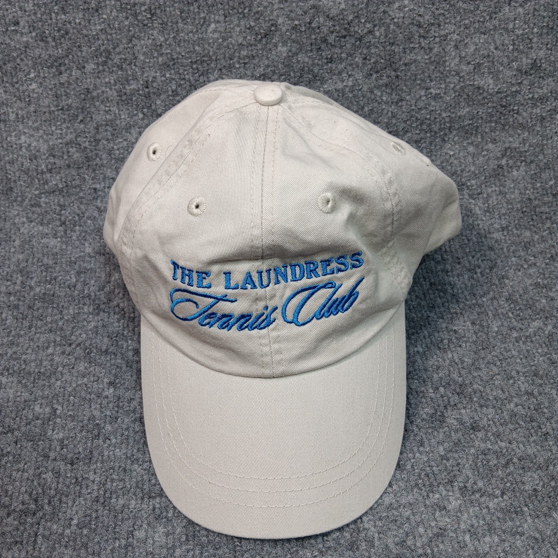 Retro Tennis Hat The Laundress Tennis Club Leather Strap Adams Ivory Blue Preppy