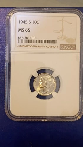 1945 S Mercury Dime NGC MS65