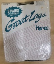 Vintage 90's Hanes Great Legs Pantyhose 3 Pair Pack Size EF Barely Black