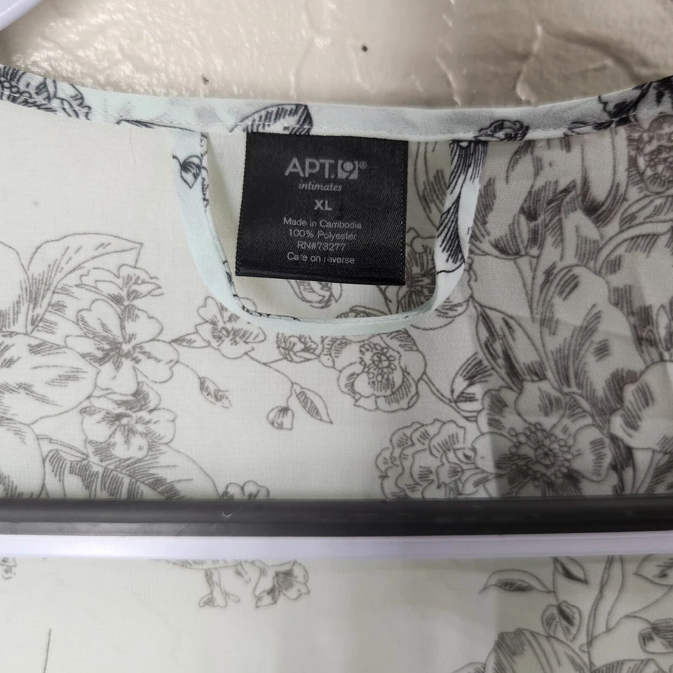 Bata envolvente vintage Apt 9 semi transparente azul peignoir floral toile talla XL Foto 4 de 4