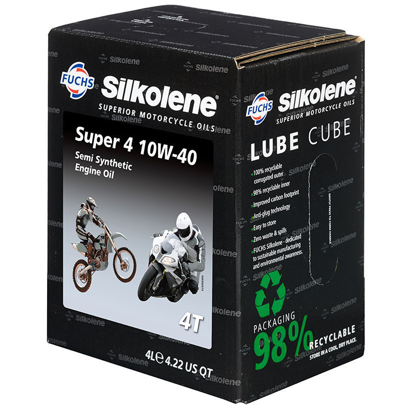 Silkolene Super 4 10w-40 semi-synthetic 4-Stroke Motorbike Oil - 4 Litre Cube