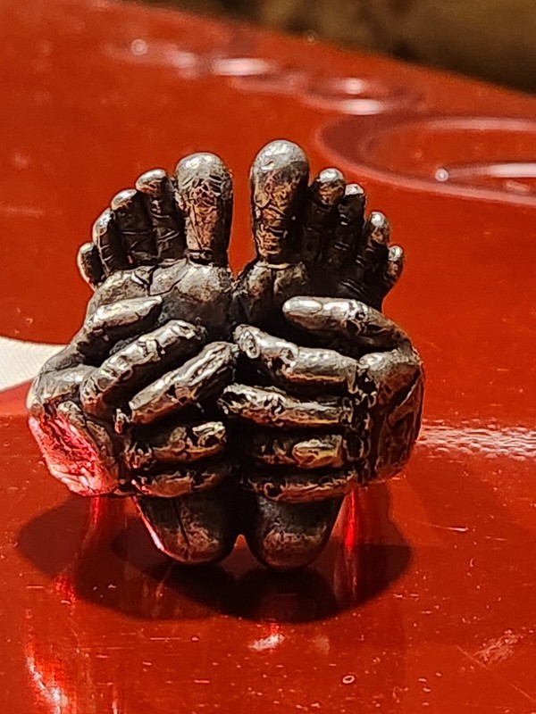 Vintage Custom Hands Feet Sterling Silver Ring 8.5