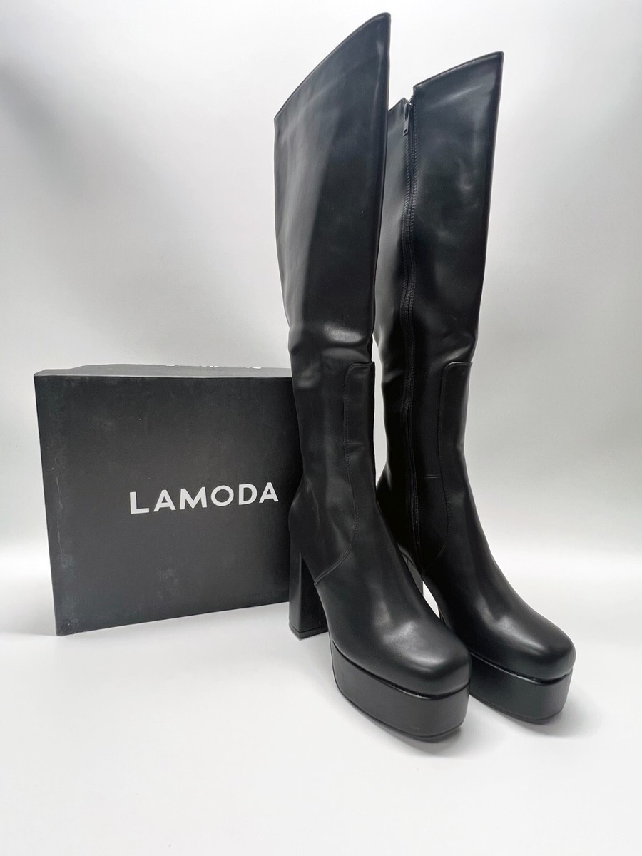 Whatta Showdown White Platform Knee Boots Whatta Showdown Platform