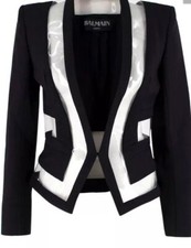Balmain Pvc-insert Women's Wool Blazer Size 36fr 8uk