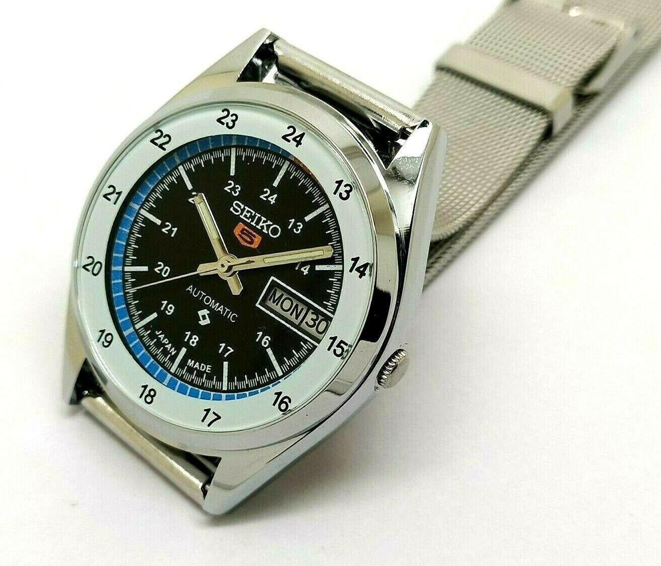SEIKO 5 AUTOMATIC STEEL SILVER DAY/DATE VINTAGE MEN'S WRIST WATCH eBay