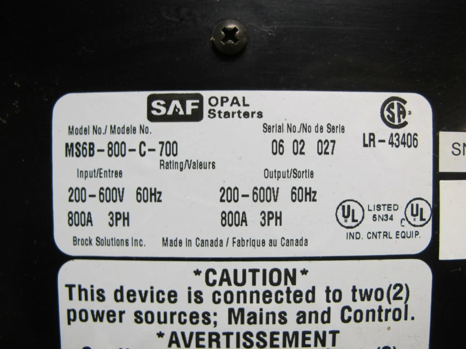 SAF Opal Pro MS6B-800-C-700 800 HP arranque macio 600V 3PH 800 amp partida do motor - Imagem 2 de 4