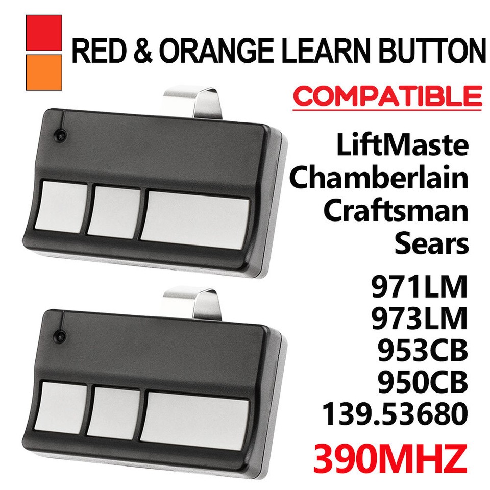 Craftsman Remote 2PC Remote For Craftsman 139.53778 Red or Orange Learn Button Garage ...