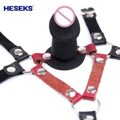 Mouth Gag Harness Binding Silicon Realistic PU Leather Adjustable Couples
