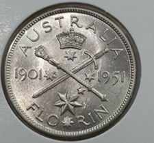 Australian 1951 FEDERATION FLORIN  UNC