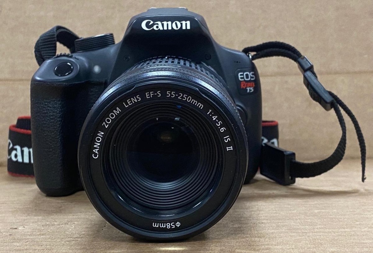 CANON EOS REBEL T5 DSLR CAMERA W/ CANON ZOOM EF-S 55-250mm f