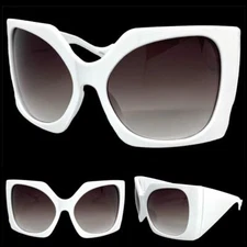 Oversized Exaggerated Classic Retro SUNGLASSES Huge Jumbo Big Thick White Frame