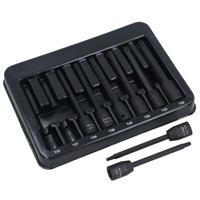 Extra Long Torx Star Impacted Impact Bit Sockets T25   T60 110mm 8pc Set