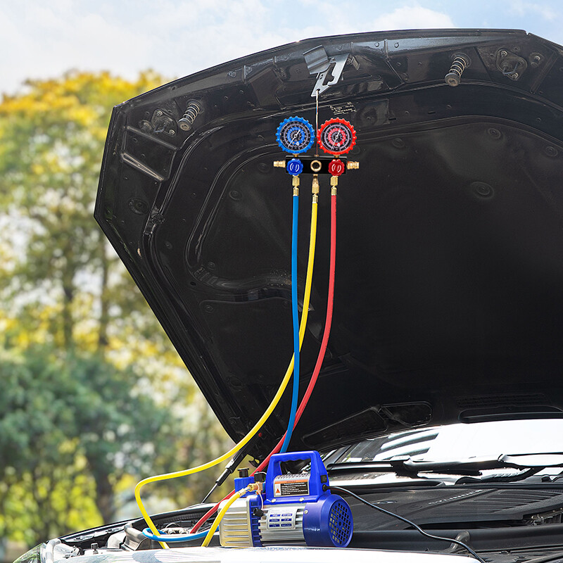 AC Manfold Gauge Set, 3 Way Car HVAC R134a R404a Refrgerant Chargng - View #8