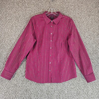 Talbots Shirt Top Womens Sz 10 Long Sleeve Button Up Micro Plaid