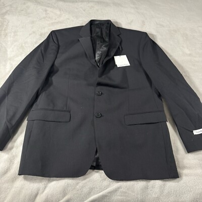 Calvin Klein Men's Black Pinstripe Wool Blend Blazer 43R New Slim Fit
