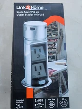 Link2Home Space Saver Pop Up-Outlet 2 Power Outlets 2 USB Ports 2.4 Amp