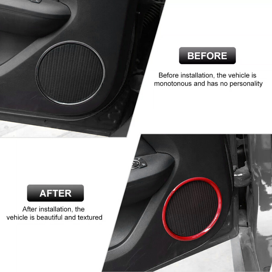 Red ABS Car Door Speaker Ring Cover Trim for Ford Mustang 2015-2025