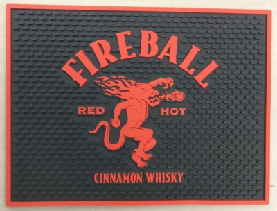 FIREBALL CINNAMON WHISKY SPILL MAT BAR MAT COASTER 12'' x 9.5'' NEW