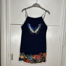 Farm Rio Mini Dress Navy Butterfly Strappy Floral Summer Holidays Size Medium 