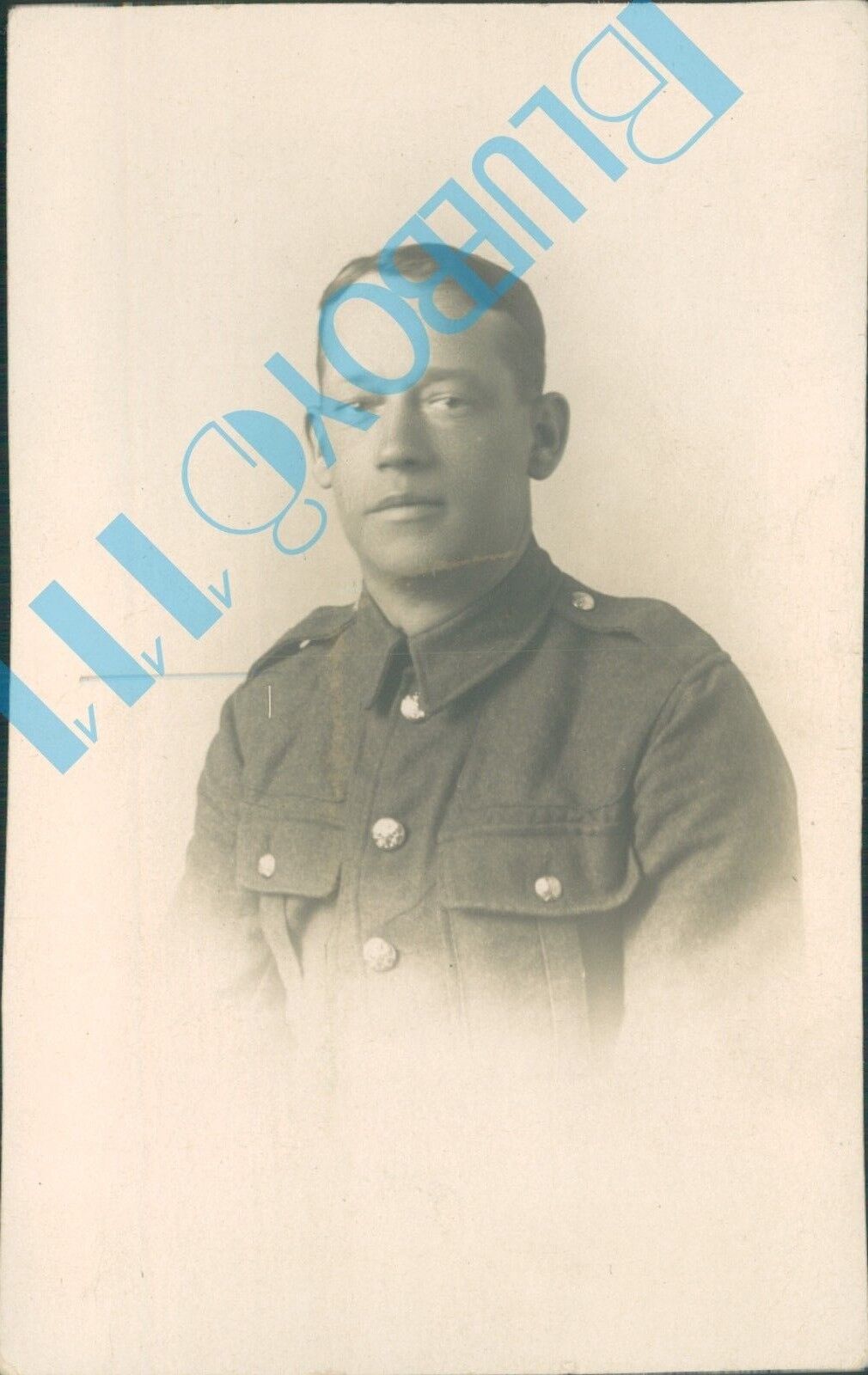 WW1 British Soldier Photo Small Postcard 4 x 2.5 inch . 