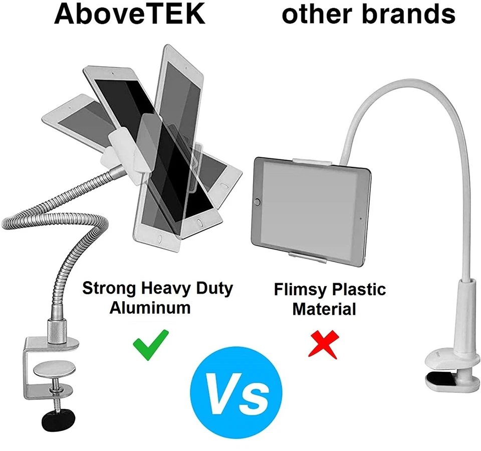Aluminum Gooseneck Tablet Mobile Clamp Holder Bed Flexible Long Arm 360 Rotating - Image 2 of 4
