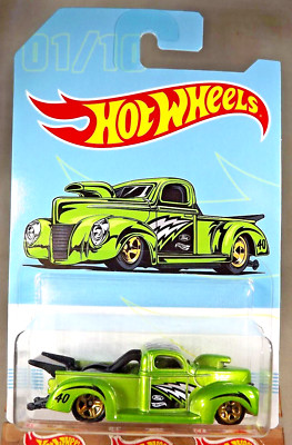 2019 Hot Wheels American Pickup Trucks 1/10 '40 FORD PICKUP Green w/Gold 5 Spoke