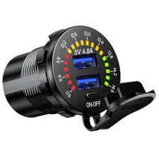 Car Fast Charger Power Outlet Socket Adapter Dual USB Voltage Digital Display