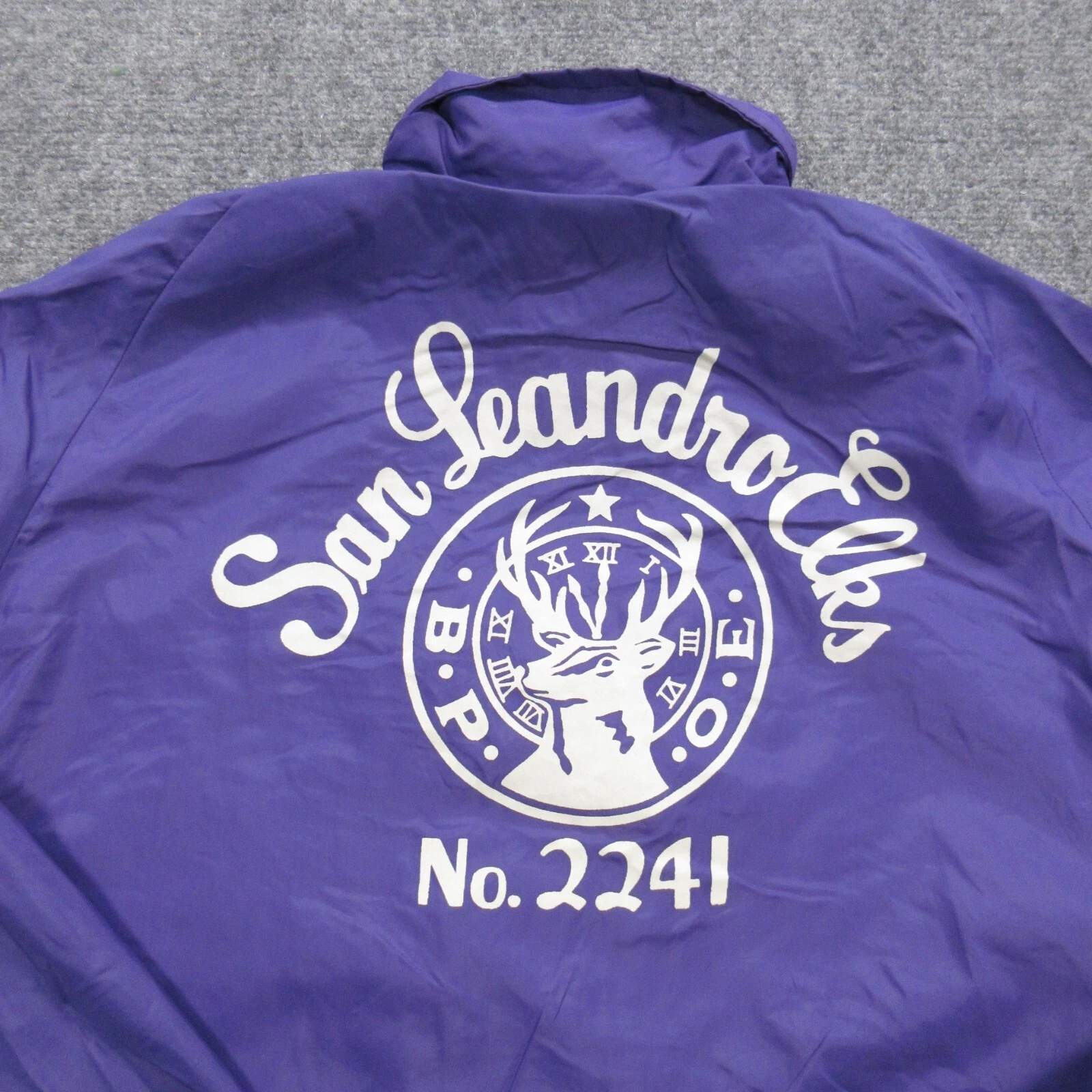 COACH Giacca nylon vintage uomo XL viola grafica allenatori San Leandro alci cappotto punto catena