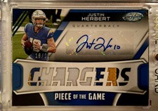 Justin Herbert 2021 Panini Certified Piece of the Game Patch Auto 4 colors 18/20