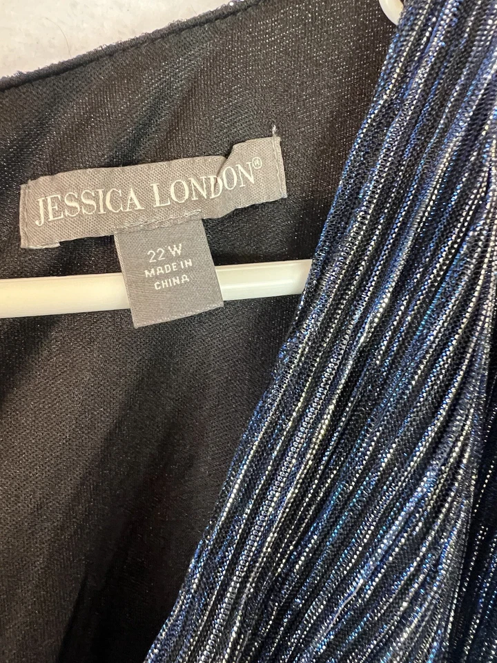 Jessica London вечернее платье длинный официальный женщин плюс 22 Вт синий металлик без рукавов - Изображение 2 из 3